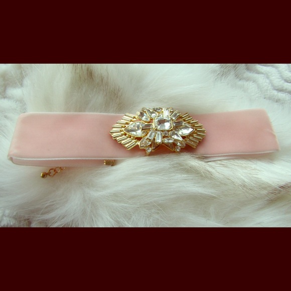 2 AVAILABLE Pink Thick Choker  Rhinestone Accent - Picture 1 of 8